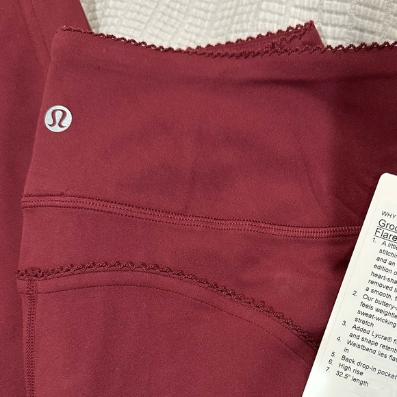 NWT 4 LULULEMON Groove No Line HR Flare Pant Burgundy Bay Heart Cutout 32.5” - Picture 7 of 11